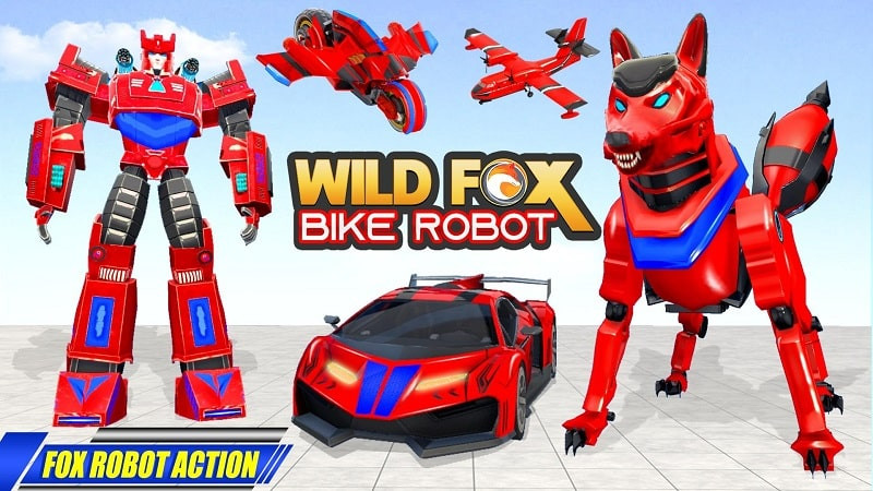 alt: Hình ảnh game Fox Robot Transform Bike, một con cáo robot đang biến hình thành moto