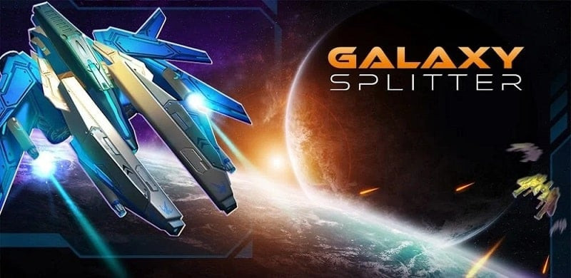 alt: Hình ảnh game Galaxy Splitter với một phi thuyền không gian đang bay giữa các hành tinh.