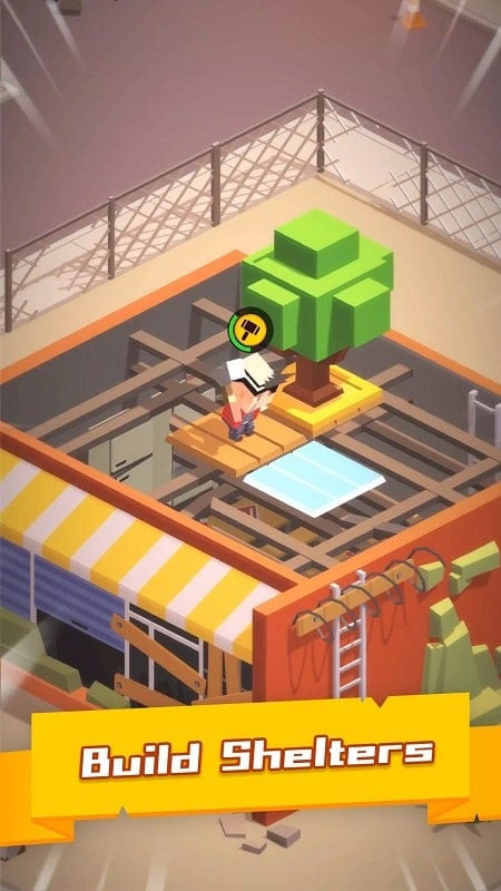 Player building a shelter in Idle Zombie Shelter on an Android phone