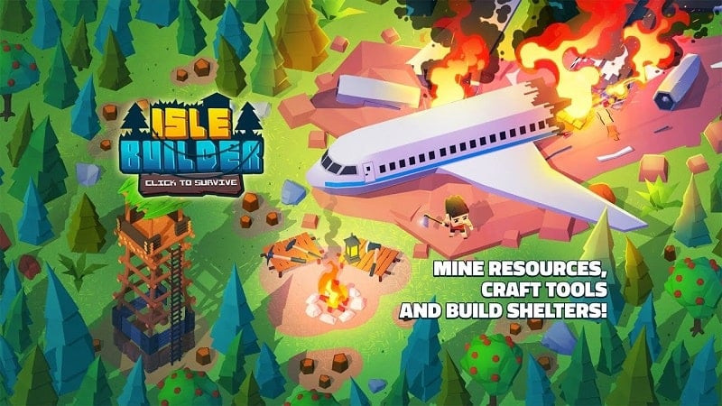 alt: Hình ảnh game Isle Builder trên đảo hoang