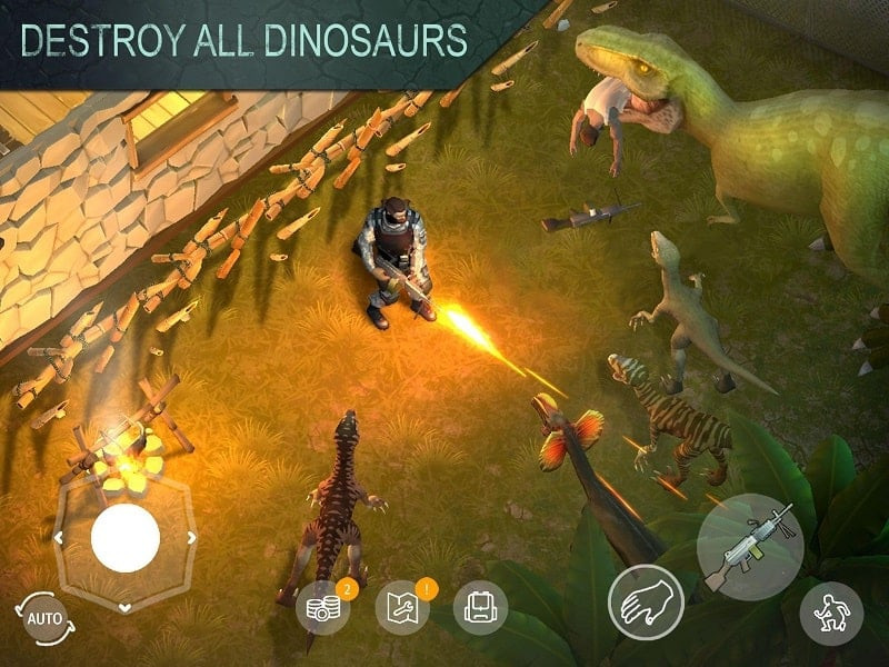 alt: Hình ảnh game Jurassic Survival với giao diện chế tạo đồ