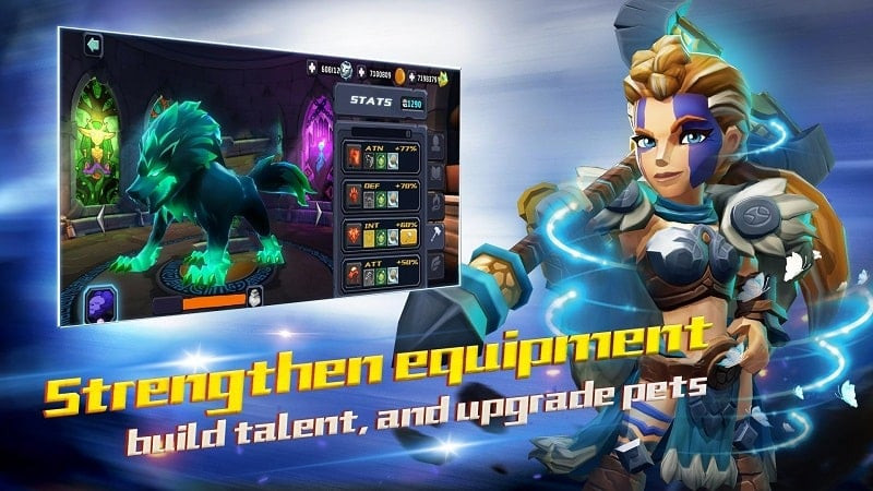 alt: Hình ảnh game Lionheart, hiển thị cảnh chiến đấu trong hầm ngục với nhiều quái vật.