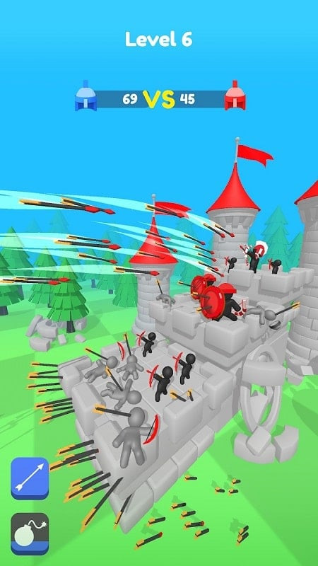 Merge Archers gameplay screenshot showing an archer preparing to shoot an arrow at an enemy