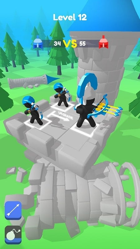 Merge Archers gameplay screenshot showing an army of archers preparing to attack