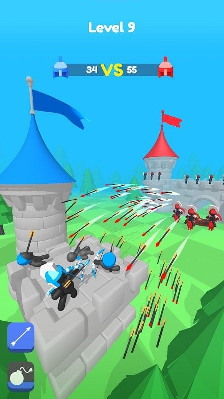 Merge Archers gameplay screenshot showing the player merging archers to create a stronger unit