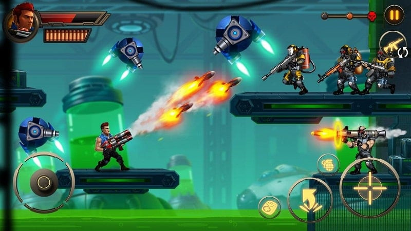 alt: Metal Squad MOD APK gameplay screenshot, the main character shooting