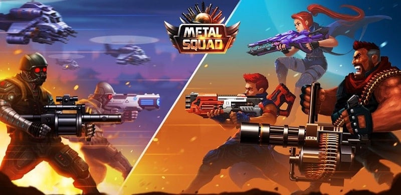 alt: Hình ảnh game Metal Squad, nhân vật chính đang chiến đấu với kẻ thù