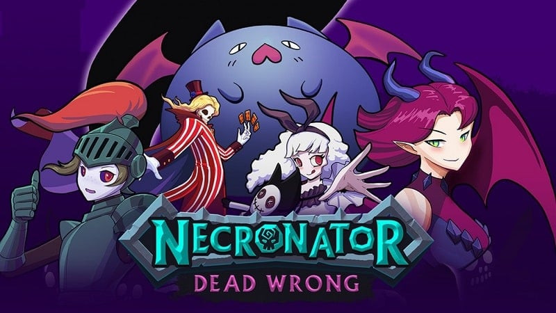 alt: Hình ảnh game Necronatorr: Dead Wrong hiển thị giao diện chính với các thẻ bài