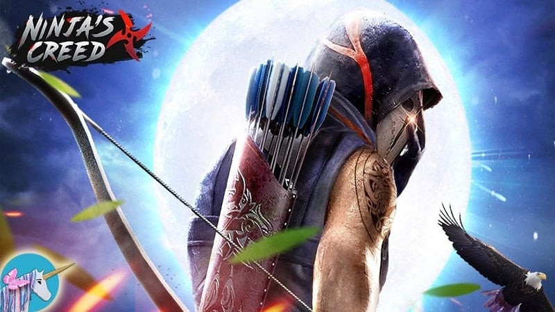 alt: Hình ảnh game Ninja's Creed, nhân vật chính đang ngắm bắn