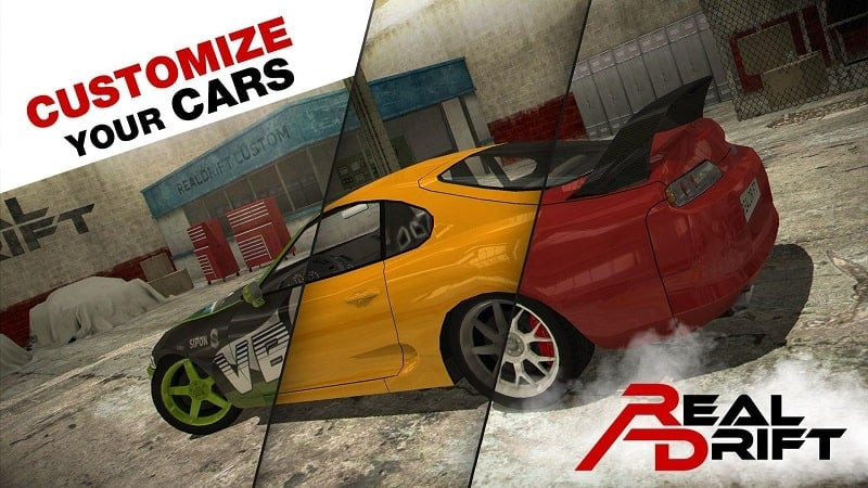 alt: Hình ảnh game Real Drift Car Racing với chiếc xe đua màu đỏ