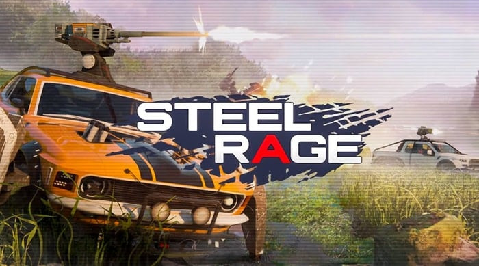 alt: Hình ảnh game Steel Rage với những chiếc xe chiến đang giao tranh