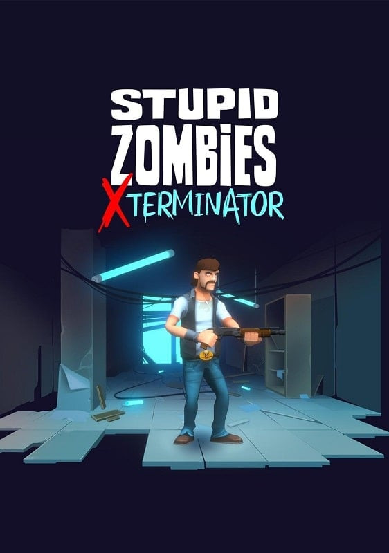 A screenshot of Stupid Zombies Exterminator MOD APK showing the character shooting zombies