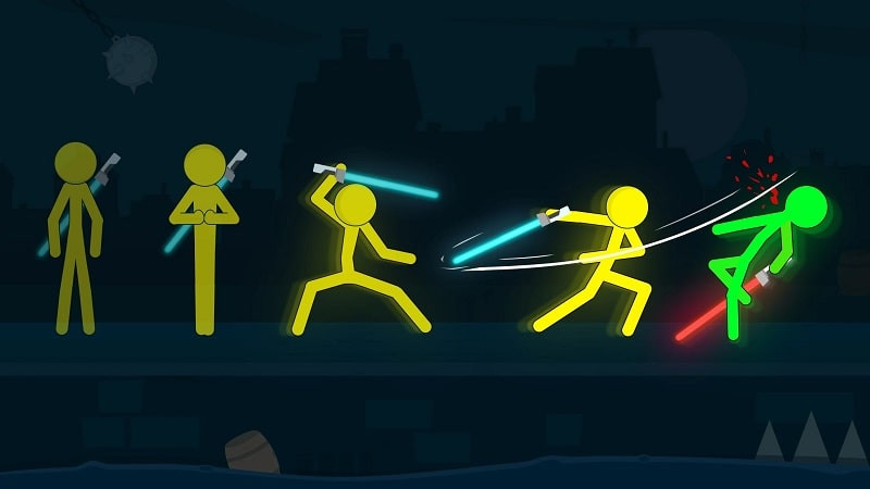 alt: Super Stickman Fighting Battle gameplay screenshot showing a stick figure using a special skill.