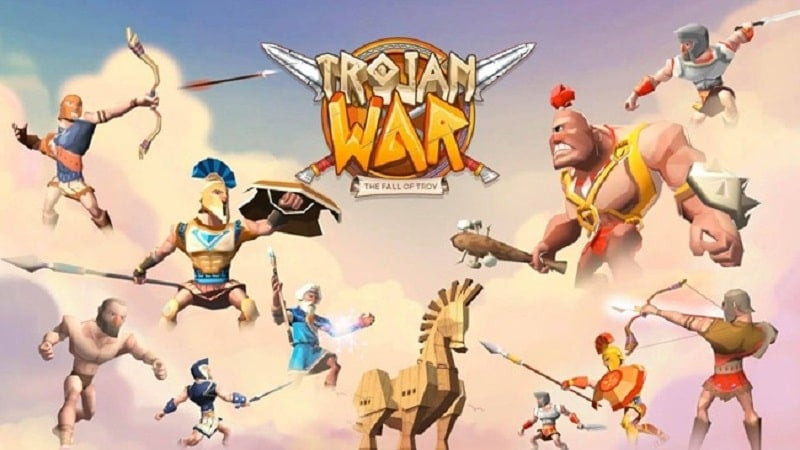 alt: Hình ảnh game Trojan War: Sparta Warriors với quân đội Sparta đang tấn công thành Troy