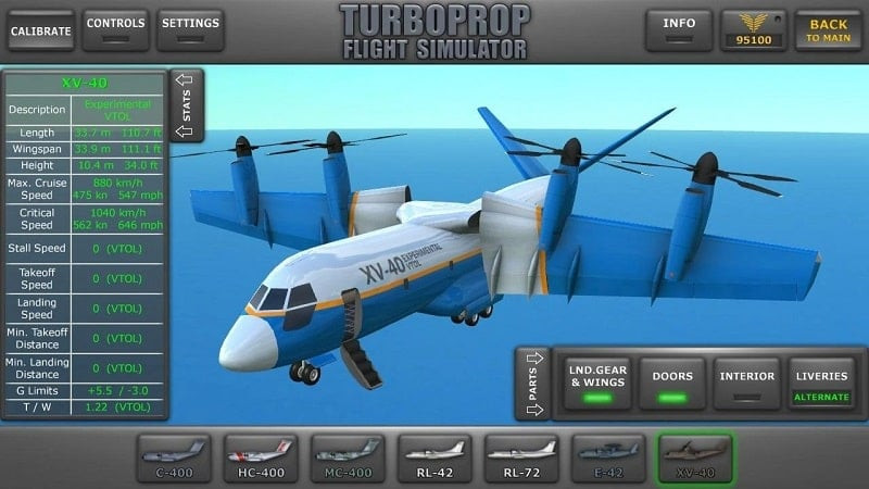 alt: Hình ảnh game Turboprop Flight Simulator 3D cho thấy giao diện buồng lái máy bay