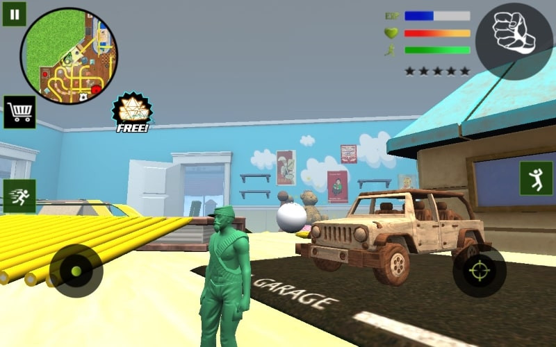 Toy soldier battling enemies in Army Toys Town gameplay