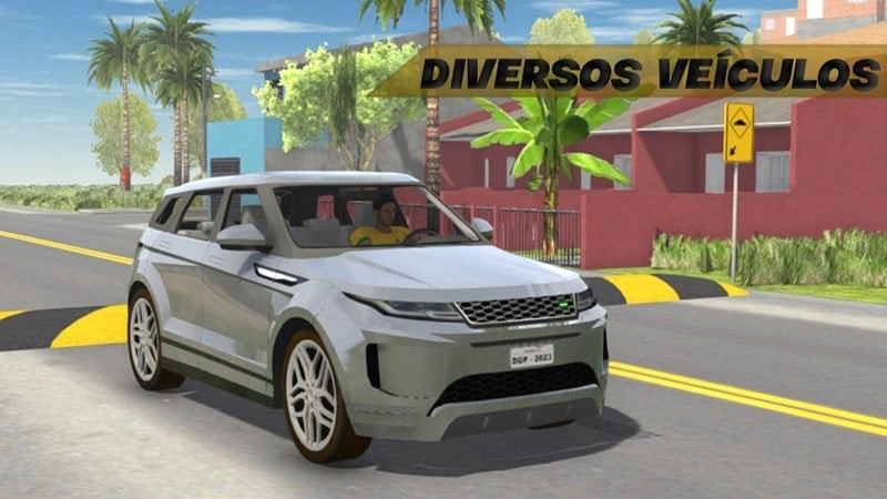 Auto Life I Brasil gameplay screenshot showing a car driving in the favela