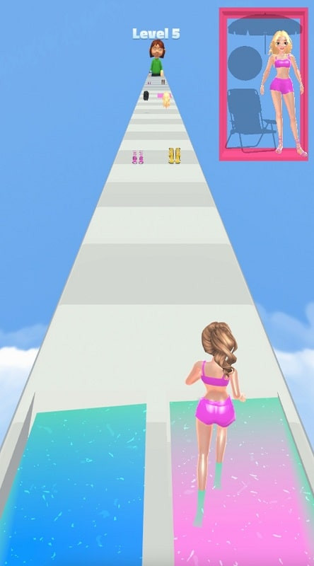 Gameplay of Doll Designer, showing the process of choosing clothes for a doll