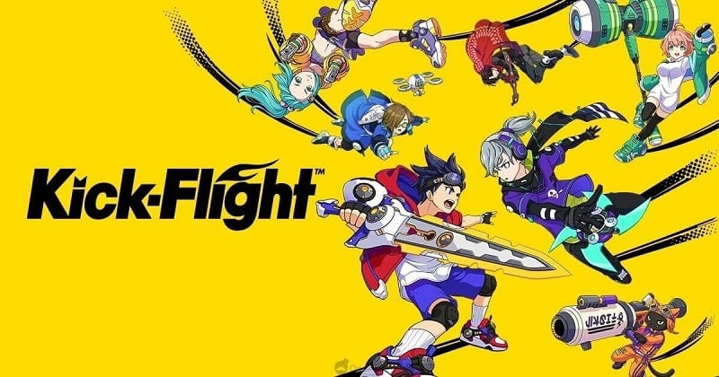 alt: Hình ảnh gameplay của Kick-Flight với nhân vật đang bay lượn trên không