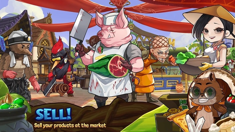 Dishtionary: Survifood gameplay, the main character using an axe.