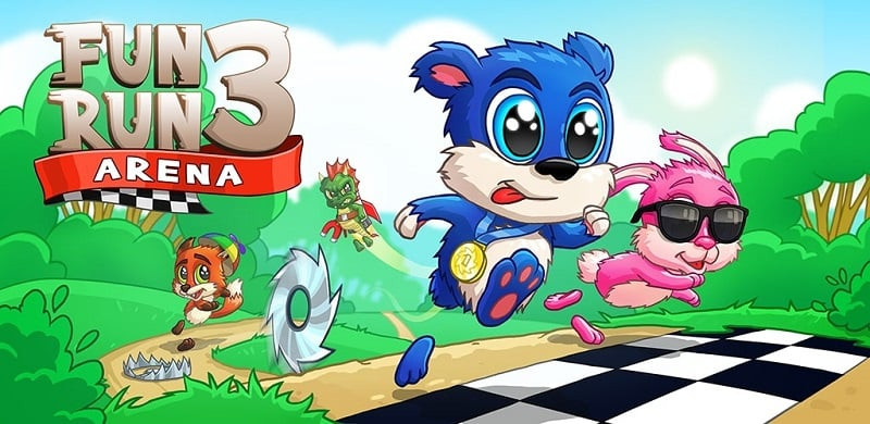 Alt: Hình ảnh gameplay Fun Run 3, các nhân vật động vật đang chạy đua