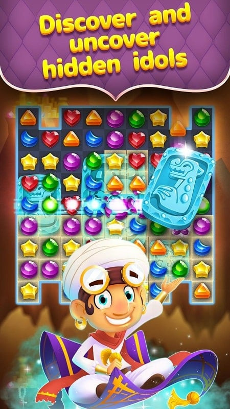 Genies & Gems gameplay screenshot showing diamond matching