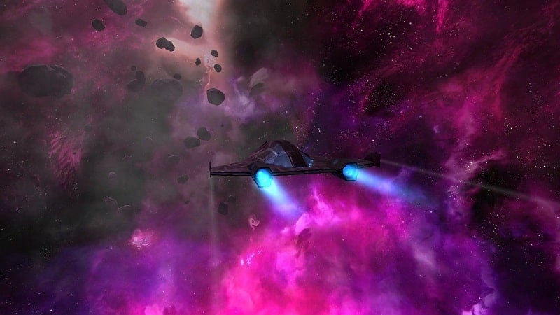 Interstellar Pilot 2 gameplay: Spaceships engaged in combat