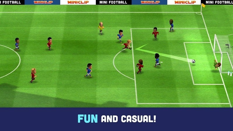 alt: Hình ảnh gameplay Mini Football cho thấy tính năng MOD