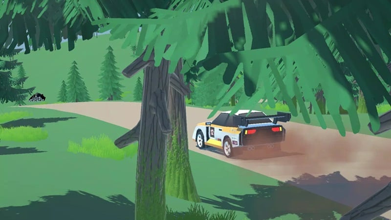 N3Rally gameplay with a vehicle navigating challenging terrain