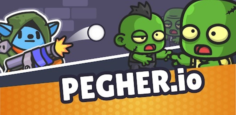 alt: Hình ảnh gameplay Pegher.io, người chơi ném bóng để tiêu diệt zombie