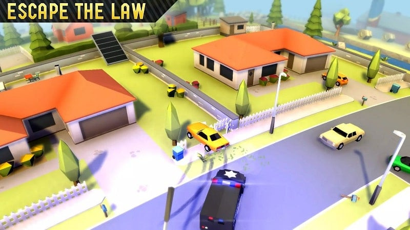 alt: Hình ảnh gameplay Reckless Getaway 2, chiếc xe đang chạy trên đường phố đông đúc