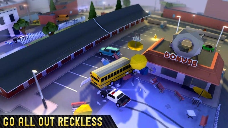 Reckless Getaway 2 gameplay: Car crashing through an obstacle