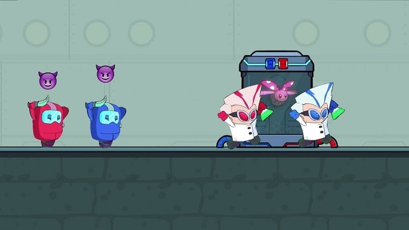 Tiny robots battling in Squid Impostor: Pet Rescue gameplay