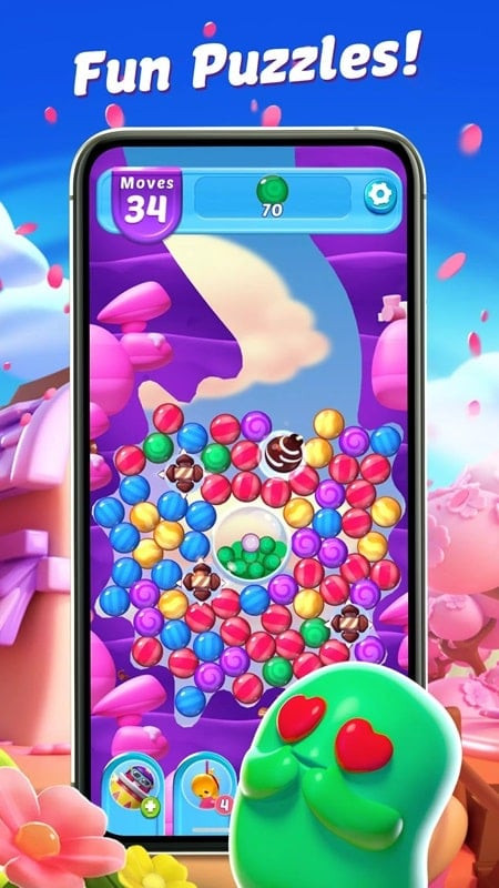 alt: Hình ảnh gameplay Sugar Blast với hiệu ứng kẹo đặc biệt