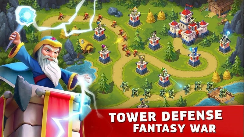 Gameplay screenshot of Toy Defense Fantasy MOD APK, showing unlimited diamonds.