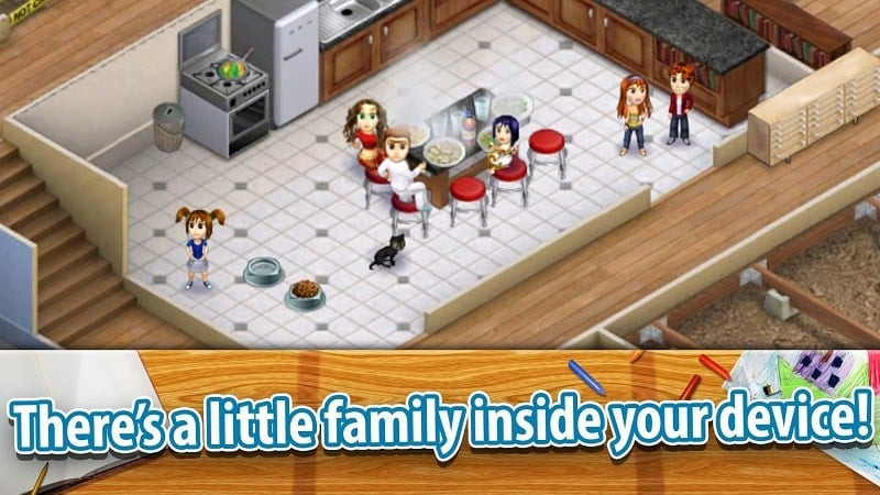 alt: Hình ảnh gameplay Virtual Families 2 với tiền MOD