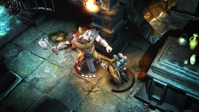 alt: Hình ảnh gameplay Warhammer Quest 2 với cảnh chiến đấu trong hầm ngục