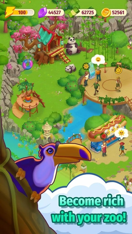 Wild Merge gameplay showcasing a panoramic view of the zoo