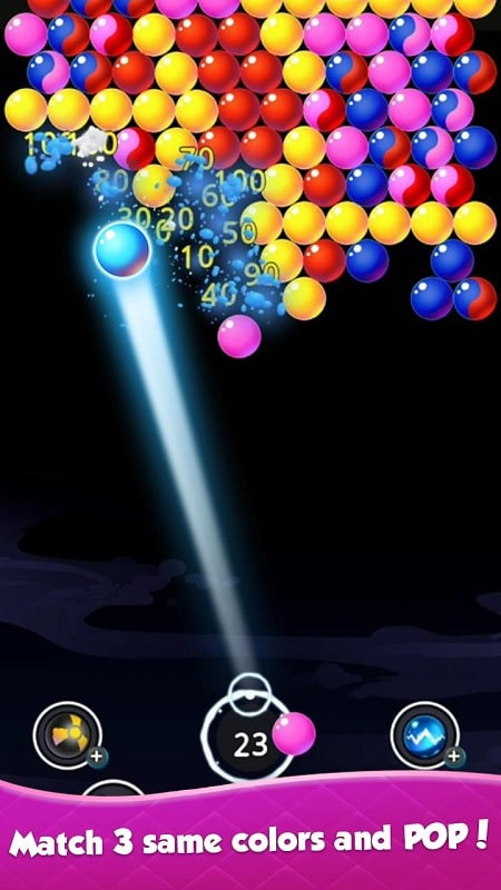 Bubble Hunter game main menu showing gameplay options