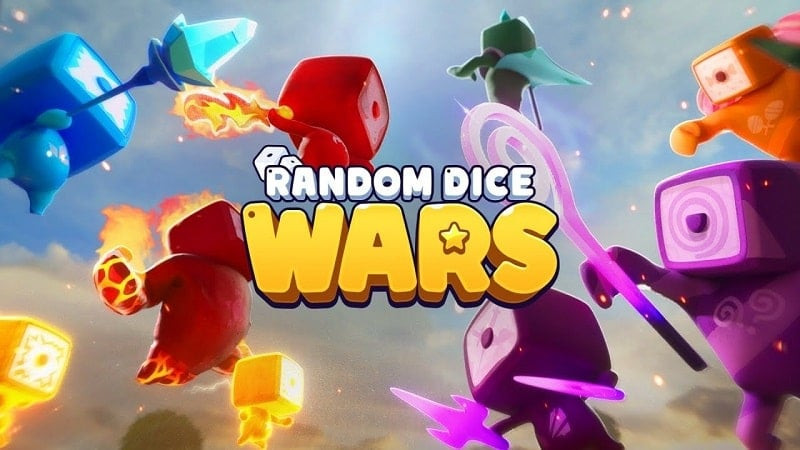 alt: Hình ảnh giao diện chính của game Random Dice: Wars với các khối xúc xắc đầy màu sắc