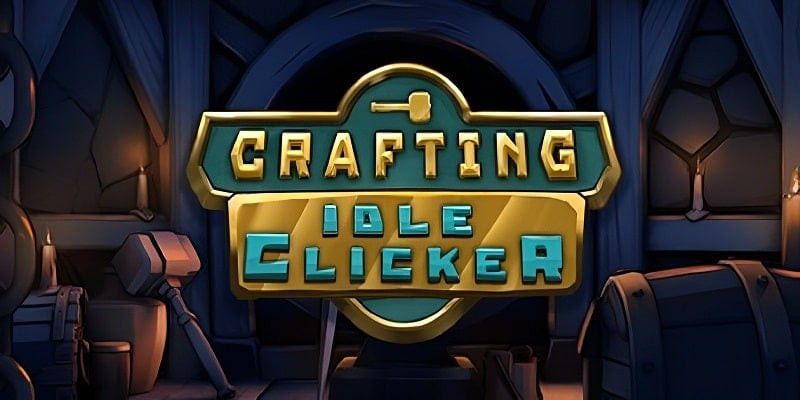 alt: Hình ảnh giao diện game Crafting Idle Clicker, hiển thị quá trình khai thác và chế tạo.