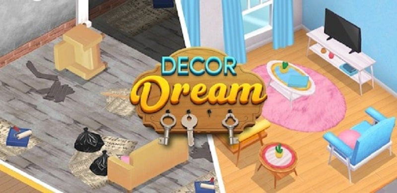 alt: Hình ảnh giao diện game Decor Dream: House Design, hiển thị một căn phòng được trang trí đẹp mắt.