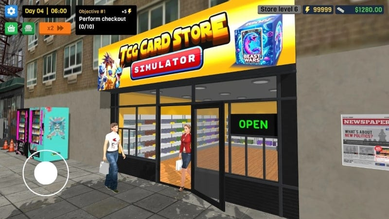 alt: Hình ảnh giao diện game TCG Card Store Simulator 3D