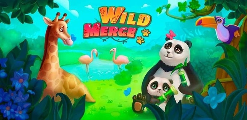 alt: Hình ảnh giao diện game Wild Merge với các loài động vật đáng yêu