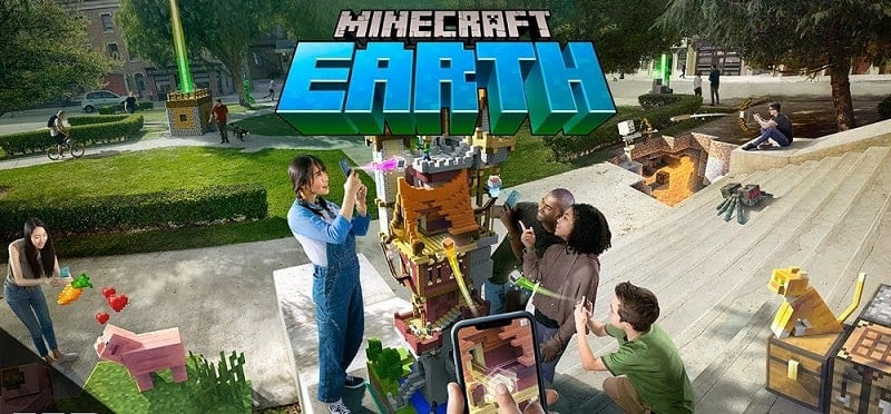 alt: Hình ảnh giao diện Minecraft Earth trên điện thoại