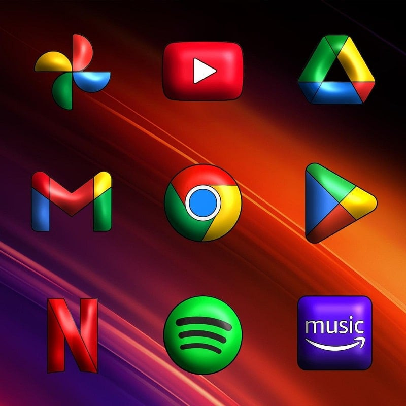 High-quality 3D app icons displayed in Oxigen 3D