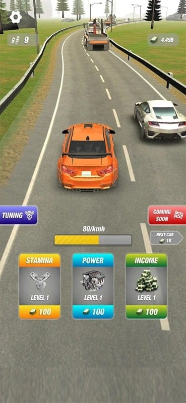 Car selection screen in Highway Overtake