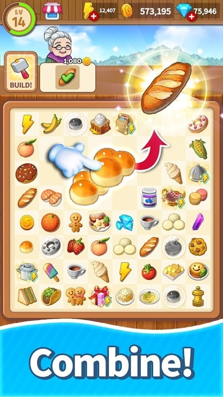 Merge Sweets gameplay screenshot after the player has merged several items.