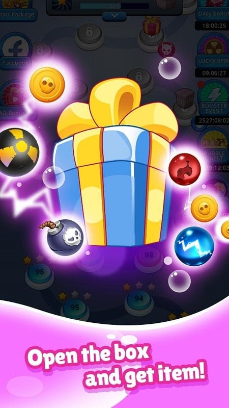 alt: Hình ảnh màn chơi trong Bubble Hunter MOD APK với các quả bóng được sắp xếp thành hình thù thú vị