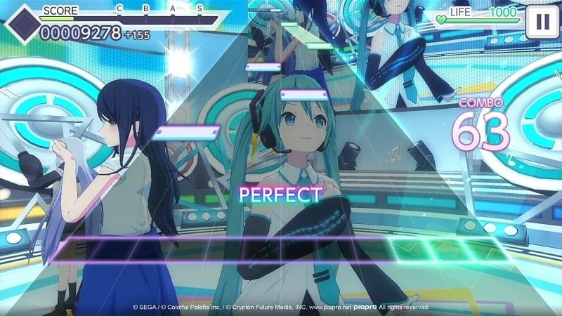 Alt: Hình ảnh màn hình kết quả trong Hatsune Miku: Colorful Stage!.